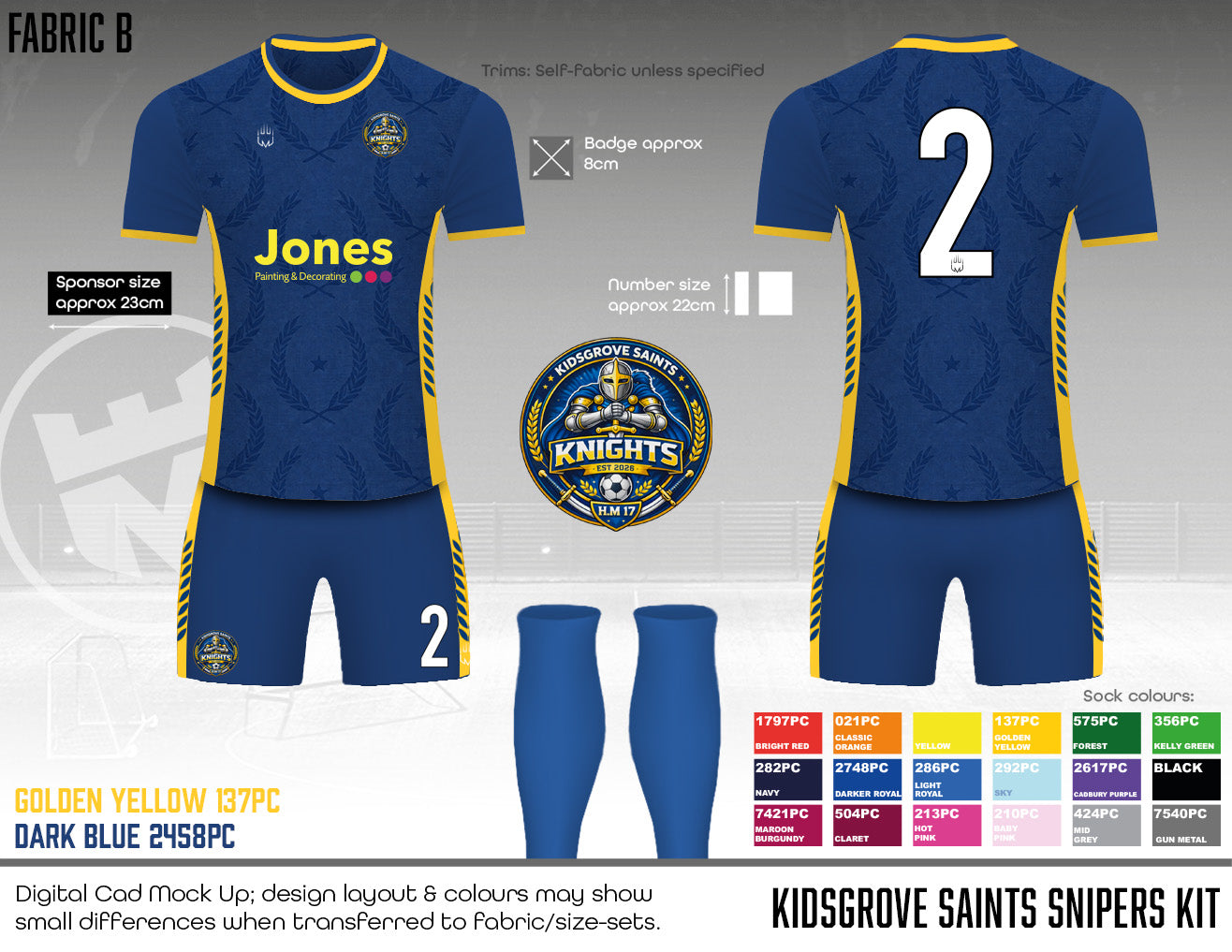 Kidsgrove Saints Snipers - Outfield Kit - Fabric B
