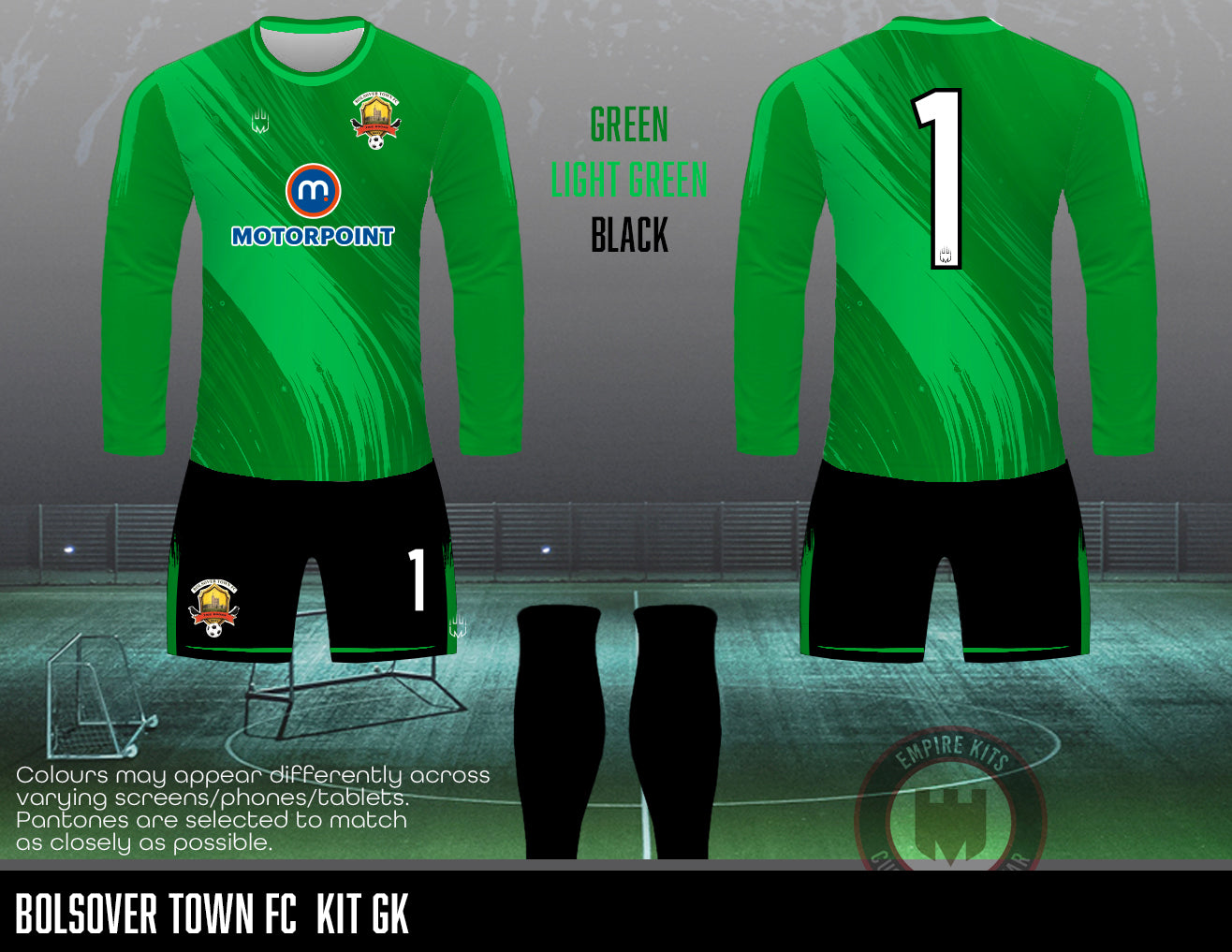Bolsover Town FC Replacement GK kit (green)