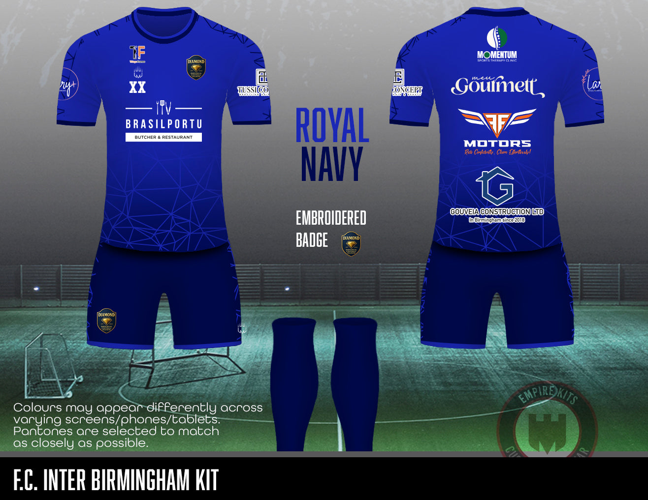Diamond Individual Football Training - Outfield Kit (Royal Navy)