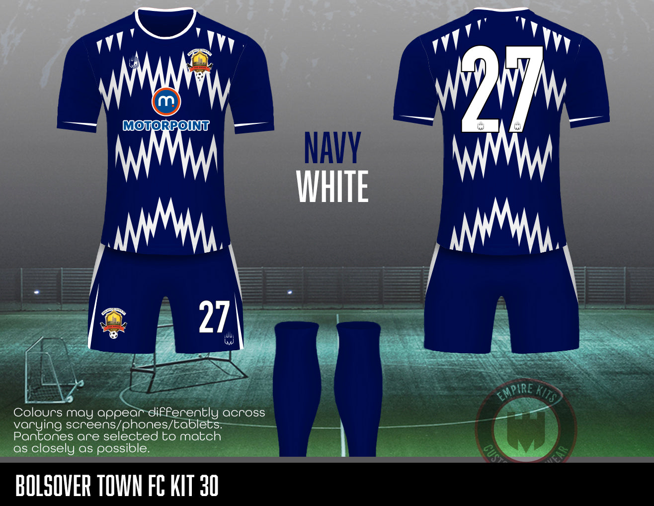 Bolsover Town FC Replacement kit (Blue Wave)