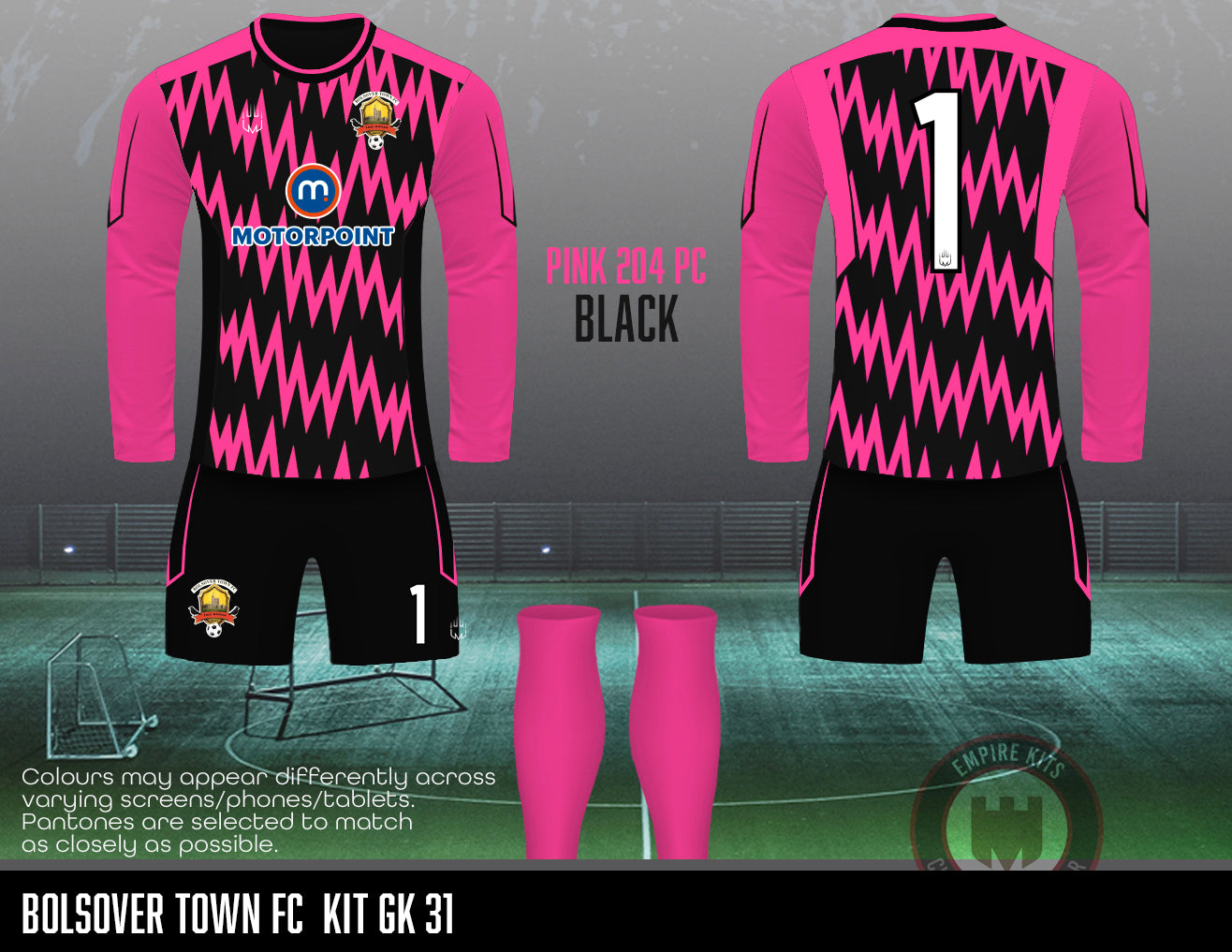 Bolsover Town FC Replacement GK kit (pink)