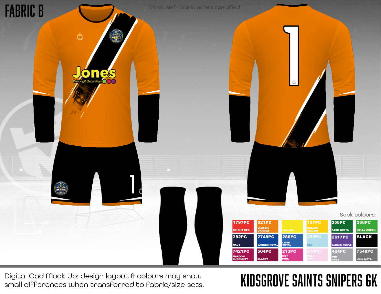 Kidsgrove Saints Snipers - GK Kit - Fabric B