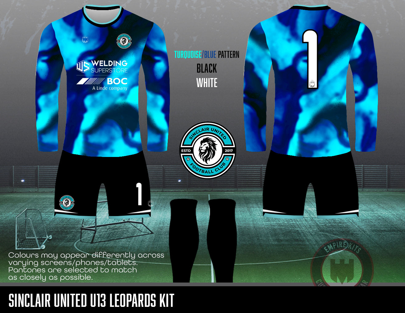 Sinclair United FC - GK Kit (U13 Leopards - Turquoise)