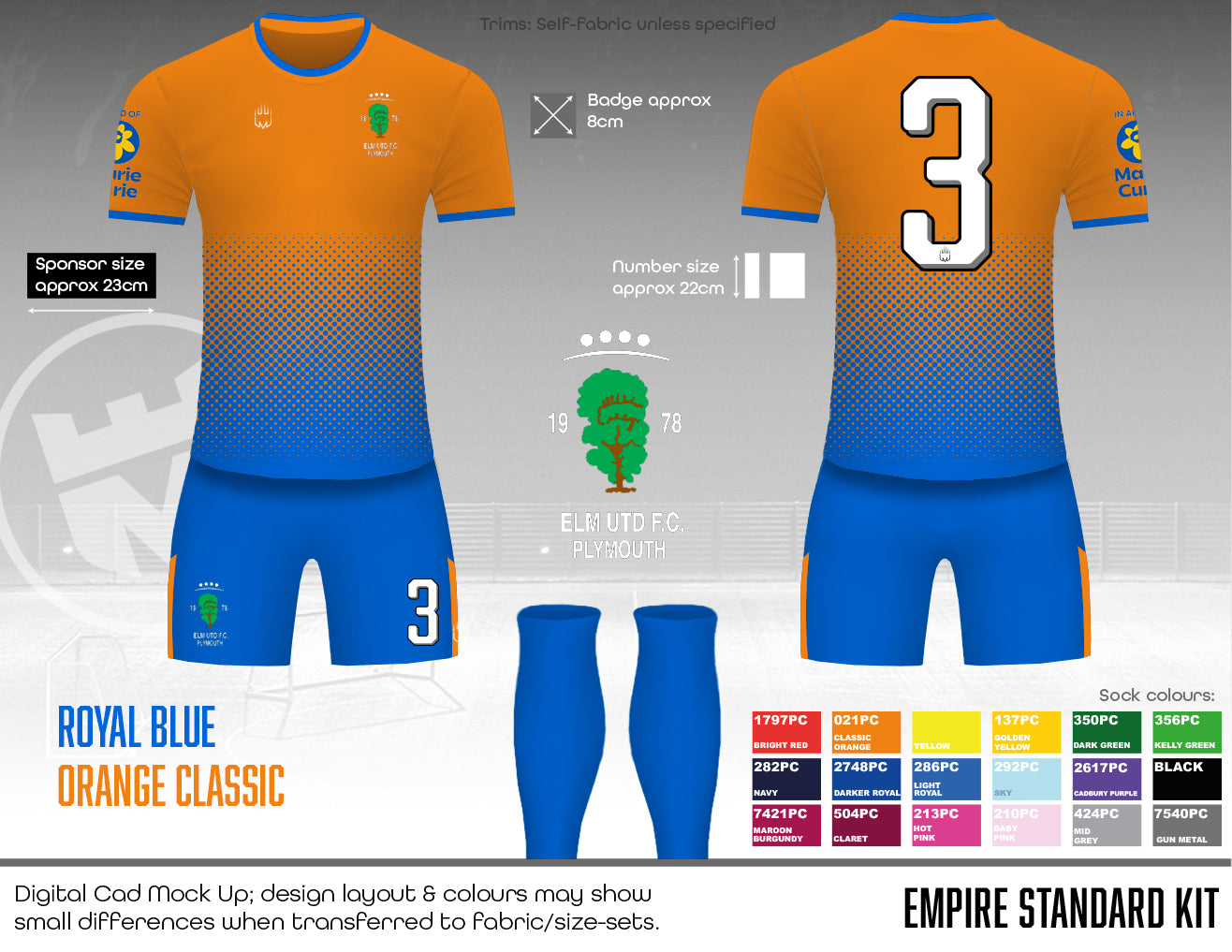 Elm United - Home Kit (royal blue/orange) - Fabric B