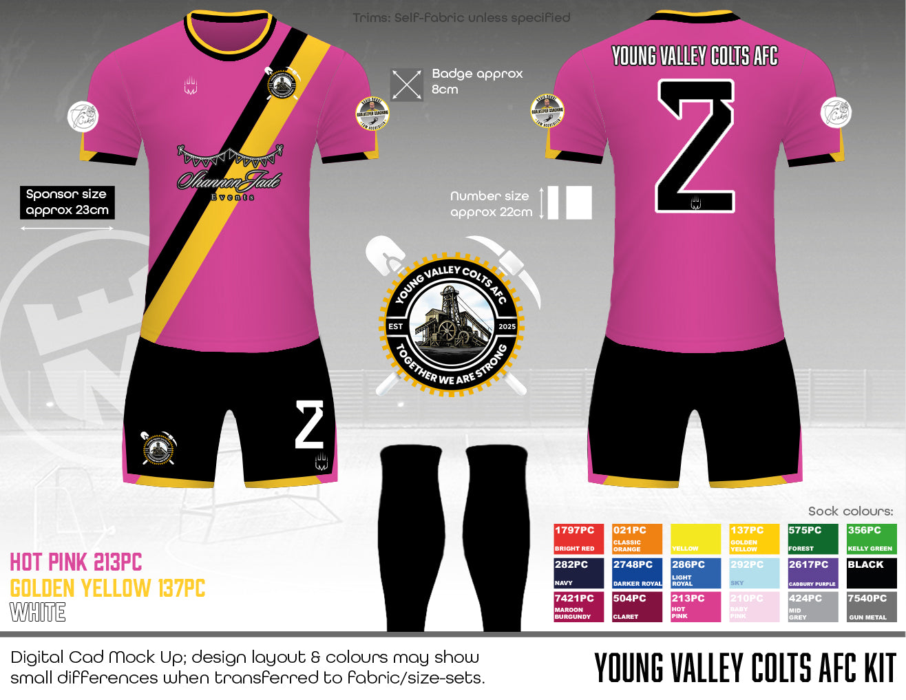 Young Valley Colts AFC - Home Kit (Hot pink) - Fabric A