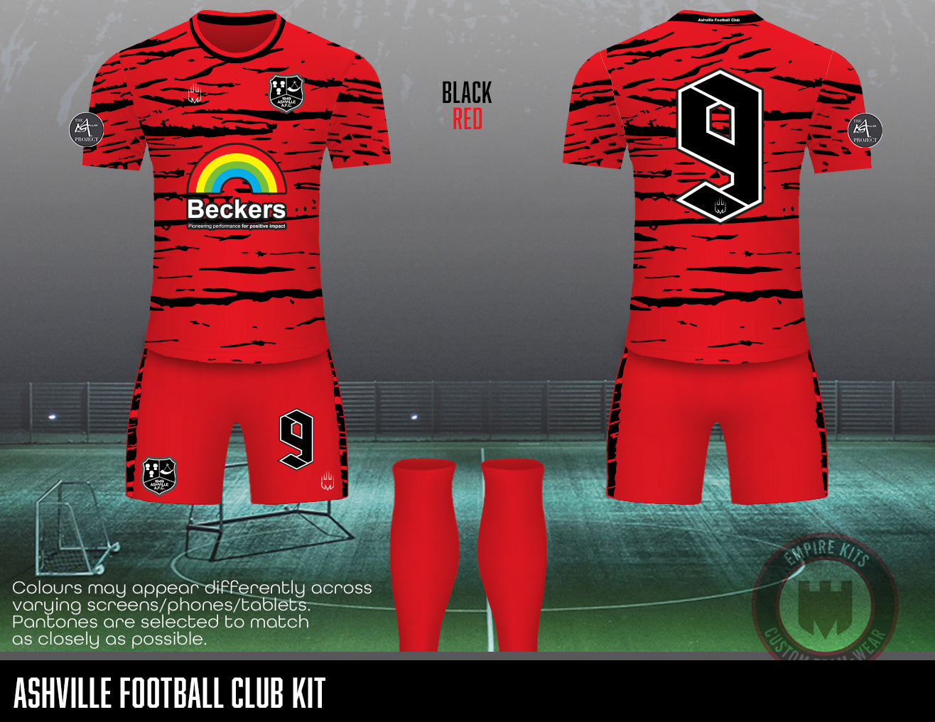 Ashville Football Club red kit - U17 girls