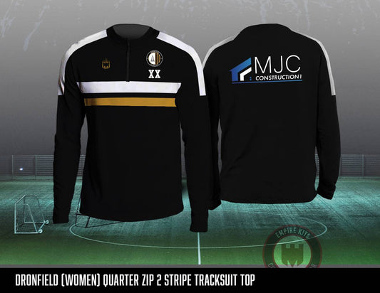DRONFIELD (WOMEN) 1/4 Zip 2 STRIPE Tracksuit Top (MJC Construction SPONSOR)