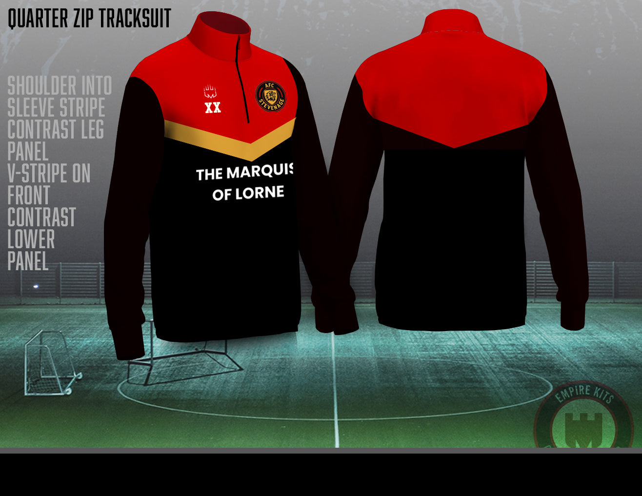 AFC STEVENAGE - Quarter Zip Tracksuit Top (black)