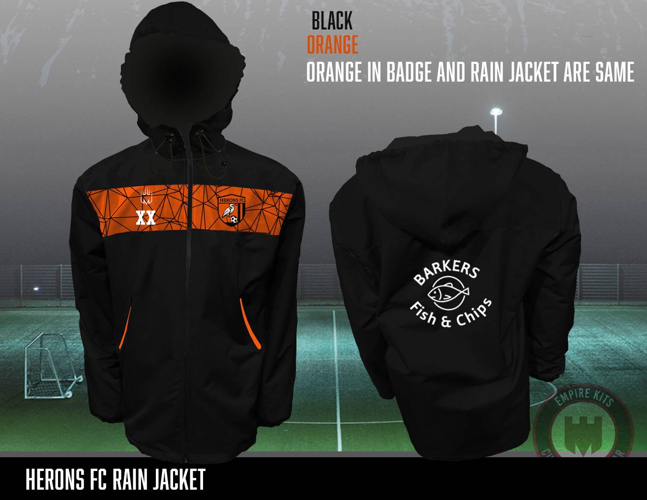 Herons FC Rain Jacket (Barkers fish and chips)