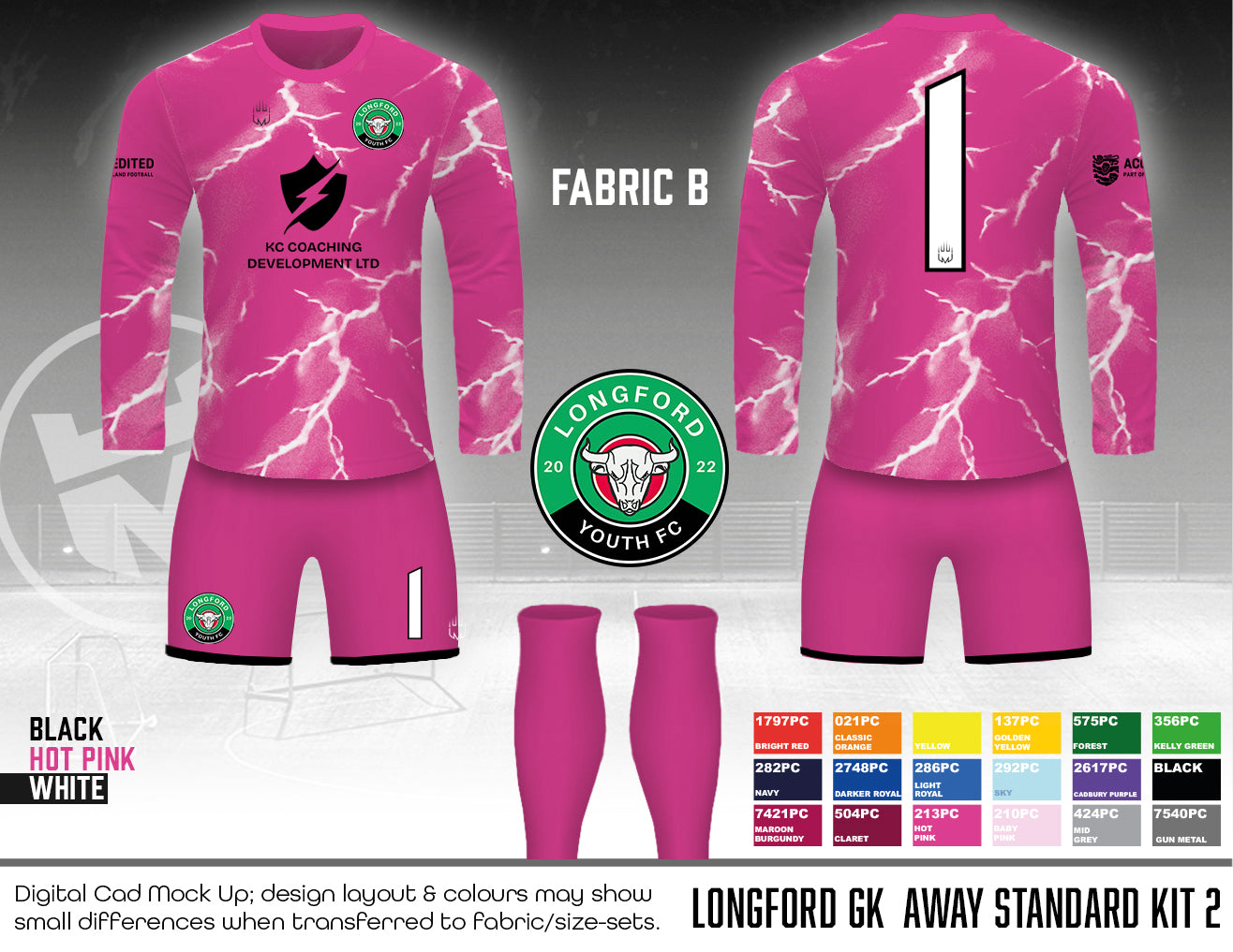 Longford Youth Fc - Away GK kit (KC coaching) - Fabric B