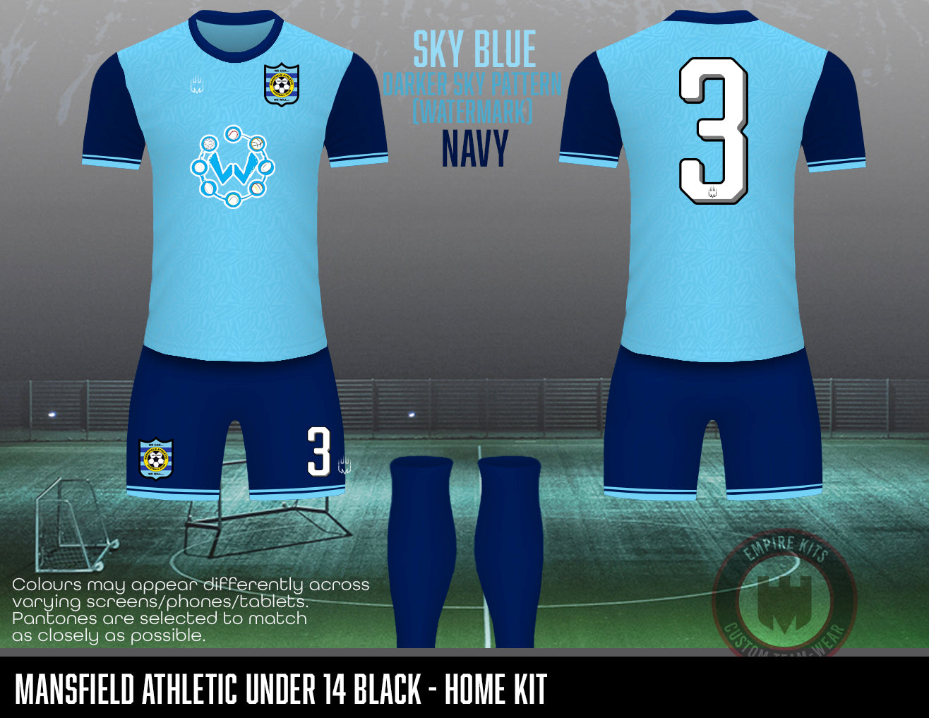 Mansfield Athletic - Home outfield kit (U14 Blue)