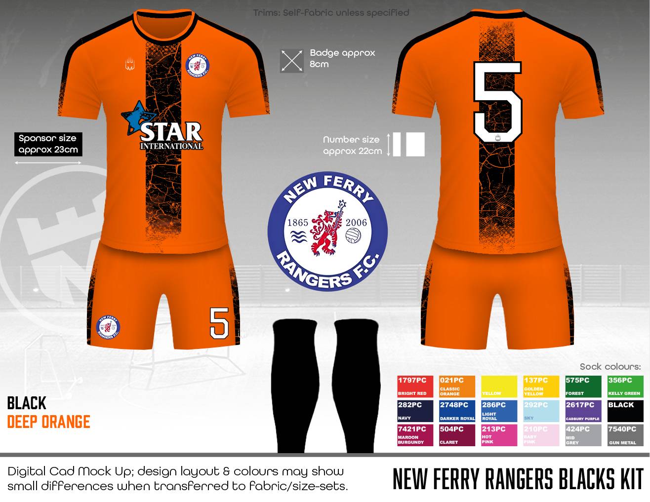 New Ferry Rangers - (Star) Orange Outfield- Fabric B