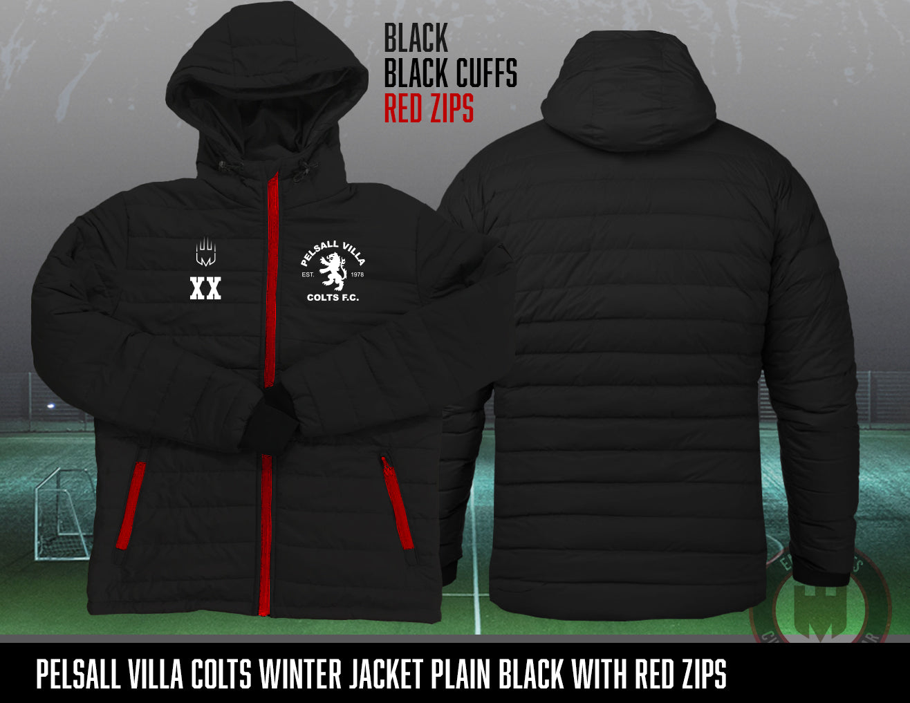 Pelsall Villa Colts - Winter Jacket (red zips)