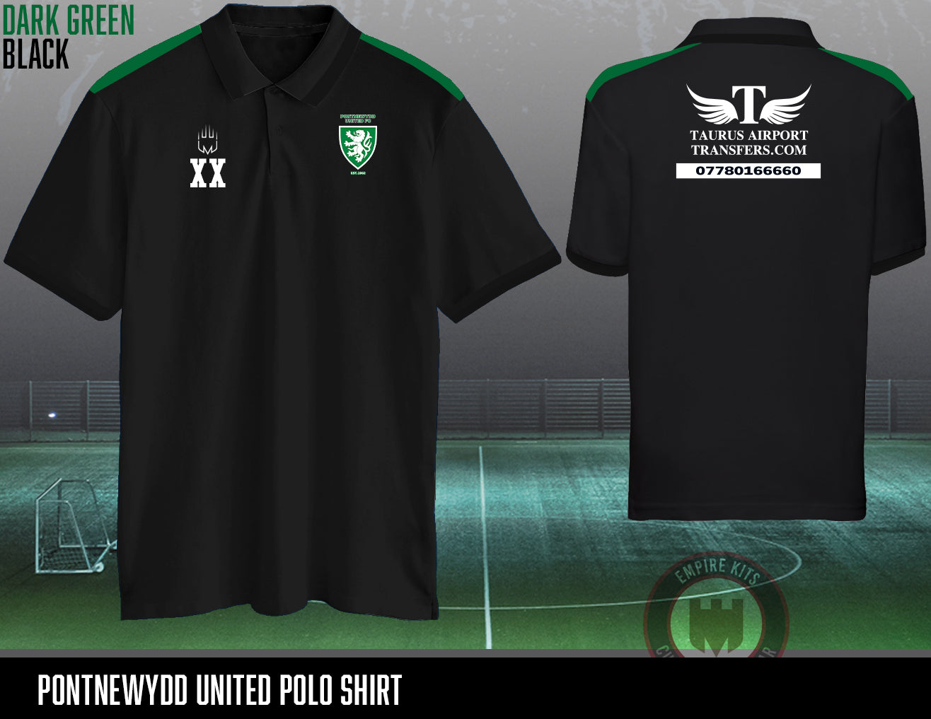 Pontnewydd United Polo Shirt Black