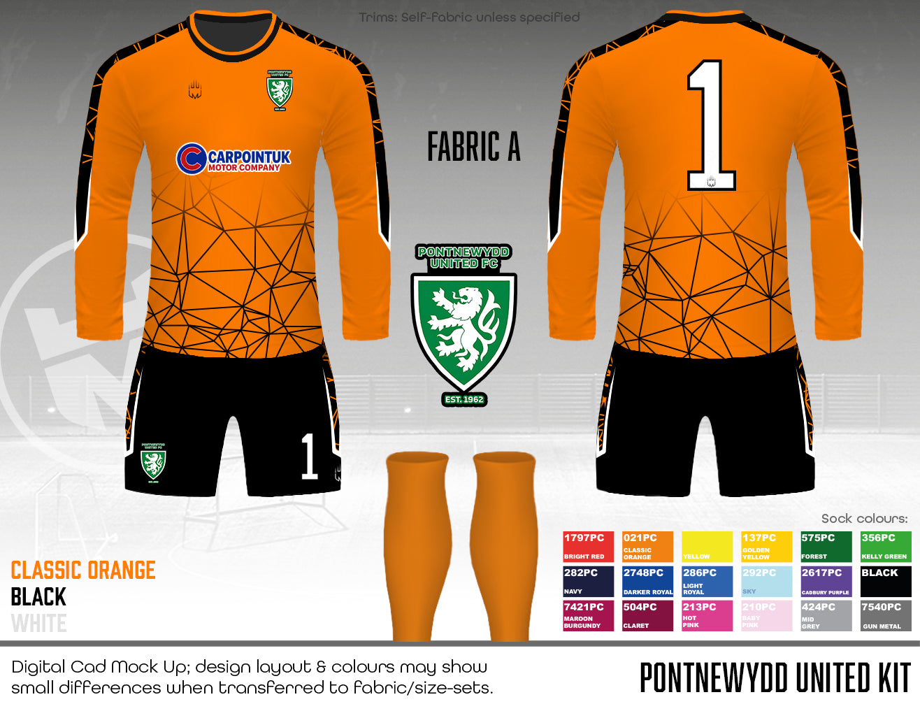Pontnewydd United- REPLACEMENT GK KIT (Fabric A)