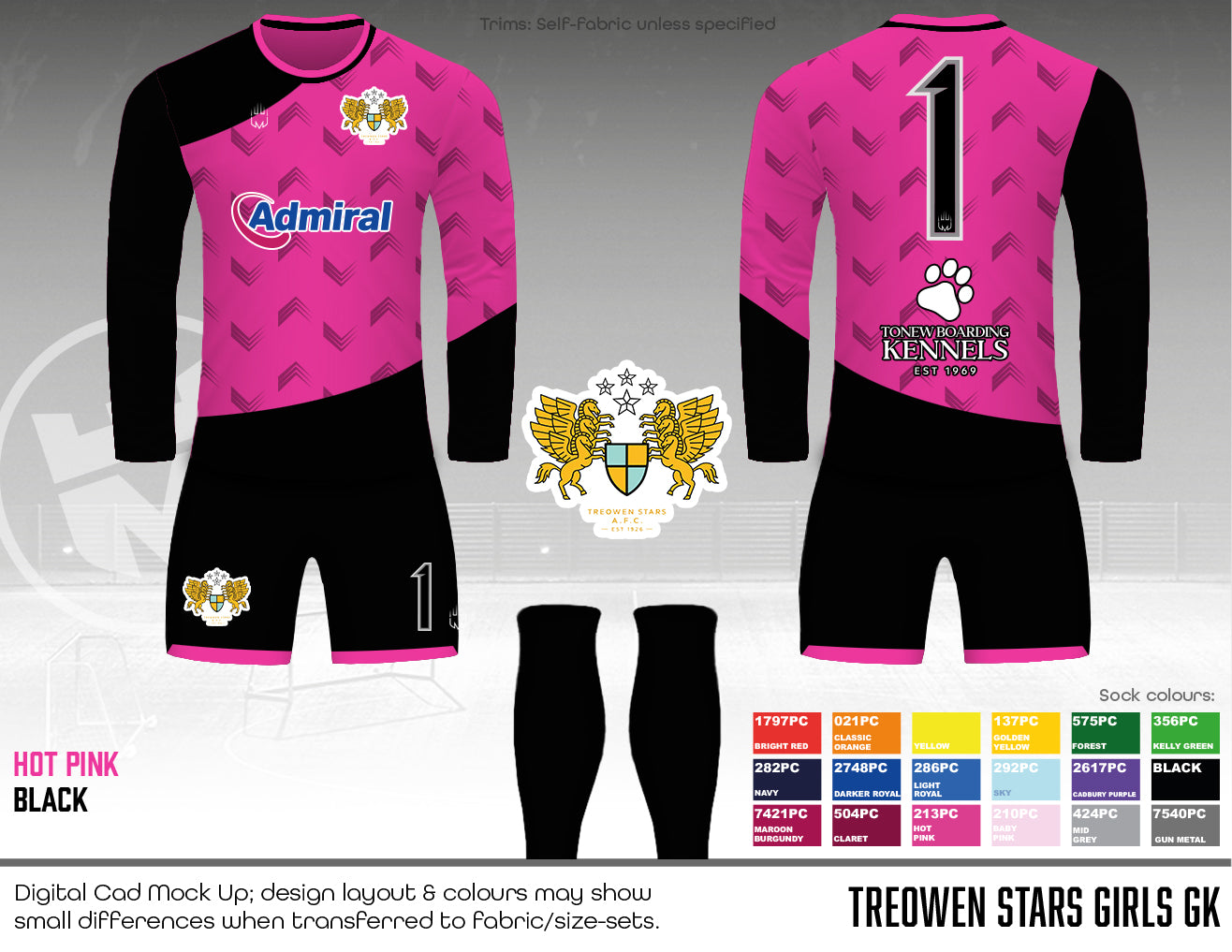 Treowen Stars Girls - Pink GK kit (fabric A)