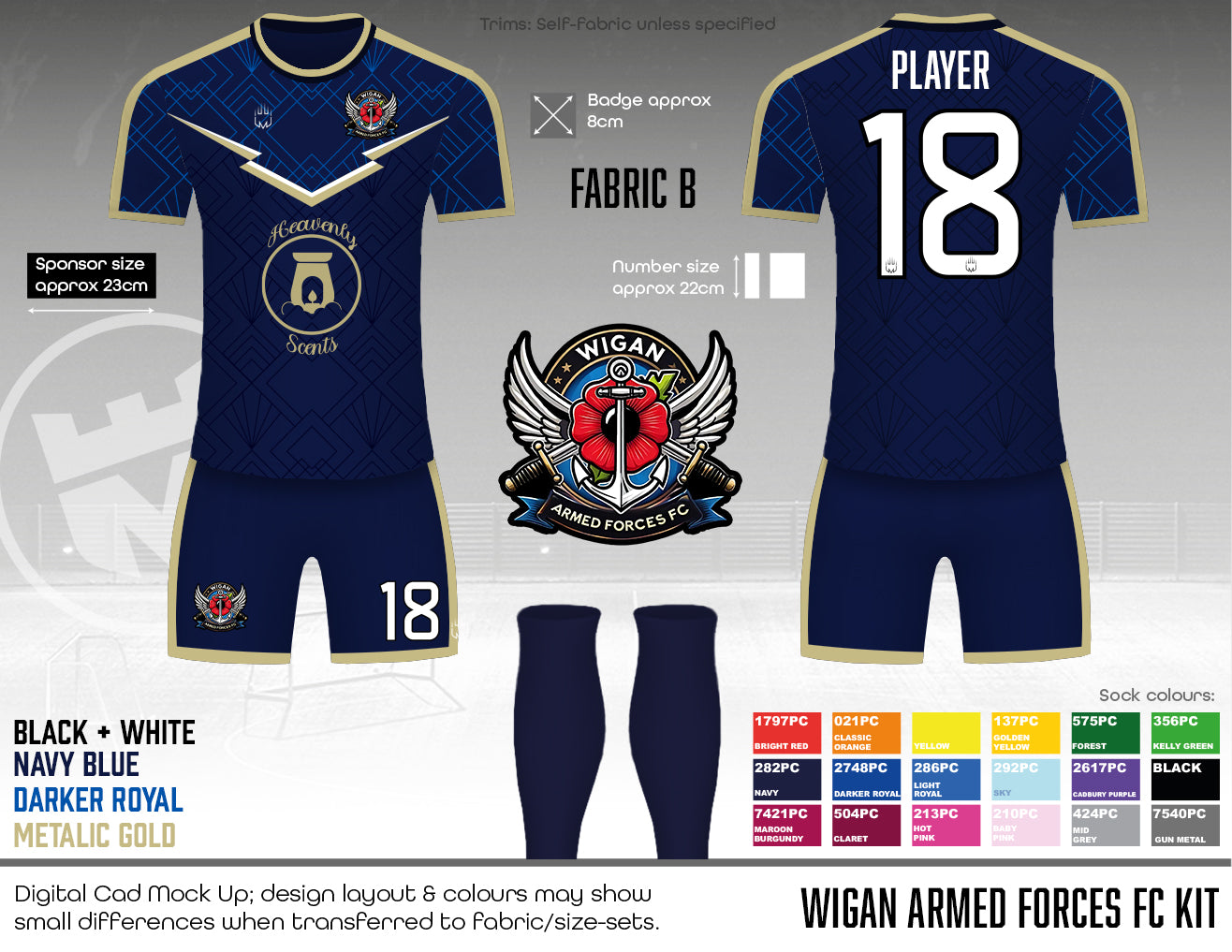Wigan Armed Forces FC - Outfield Kit (Navy) - Fabric B