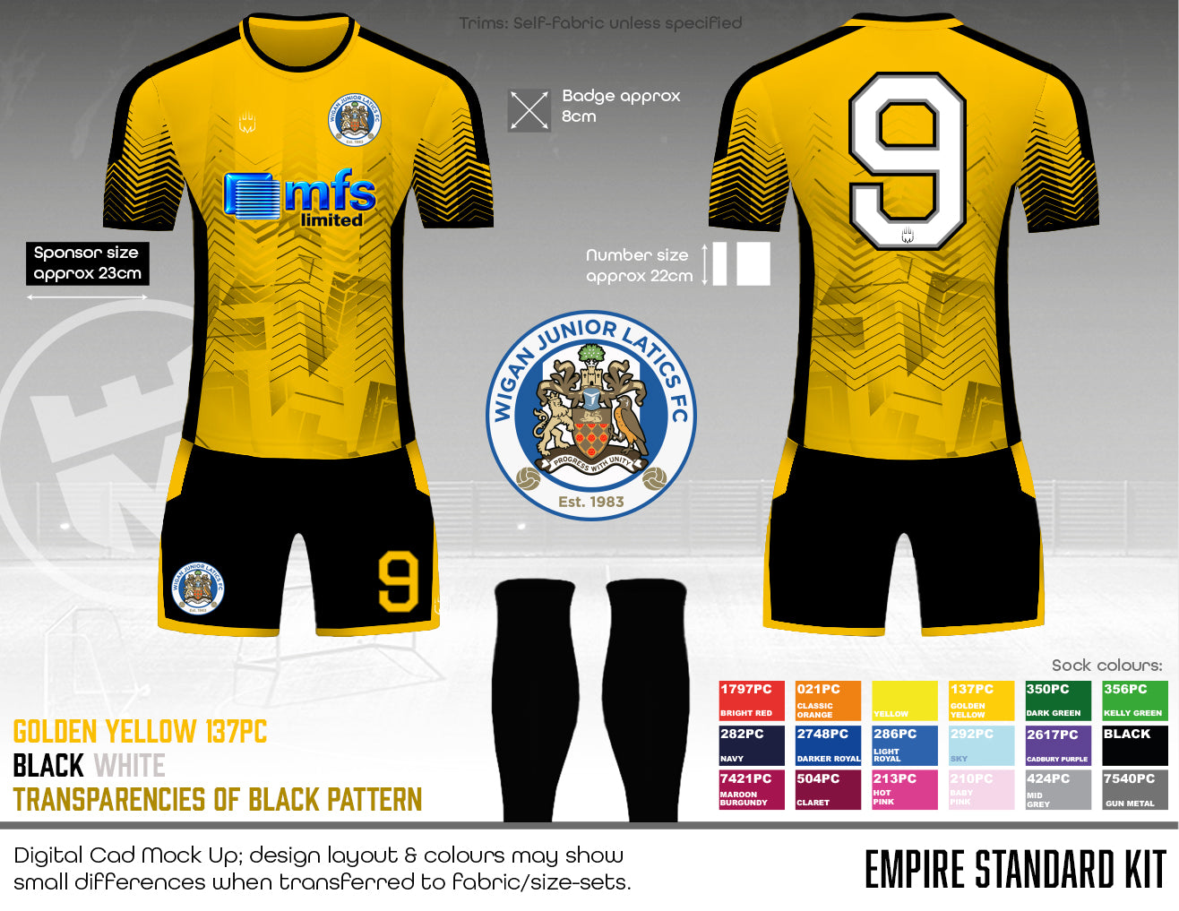 Wigan Junior Latics Blues - Replacement Outfield kit (fabric B)