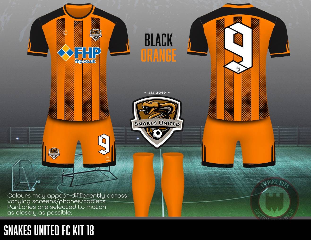 Snakes United FC - Outfiled Kit (black orange #18) - Fabric A