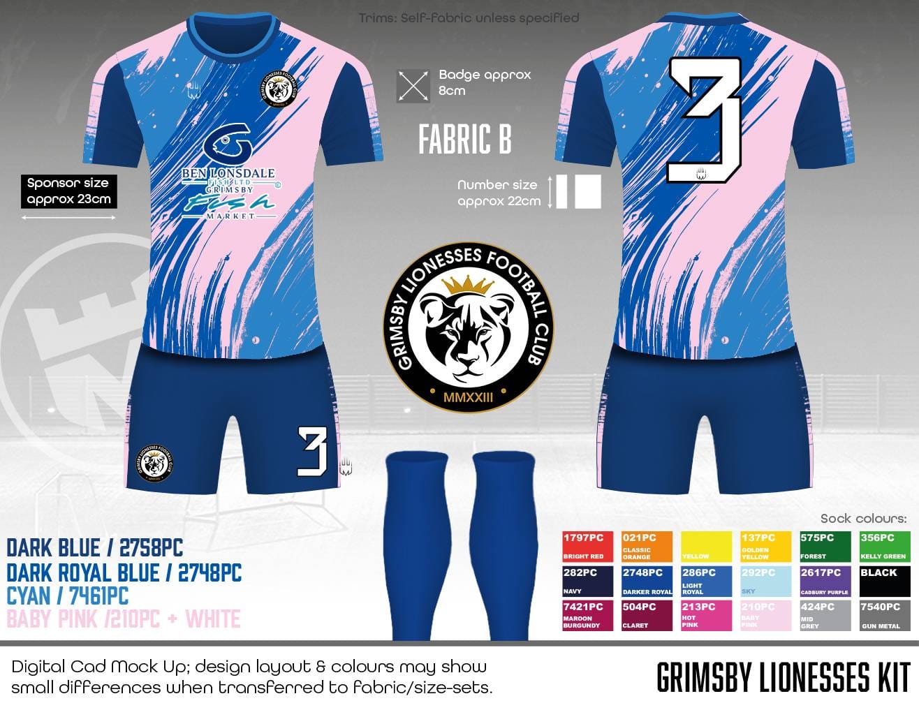 Grimsby Lionesses Outfield kit - Fabric B
