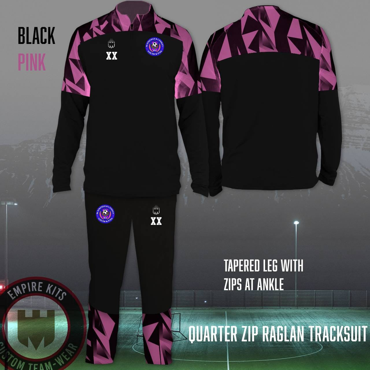Blackfield & Langley Youth & Pan 1/4 Zip Tracksuit (Pink)
