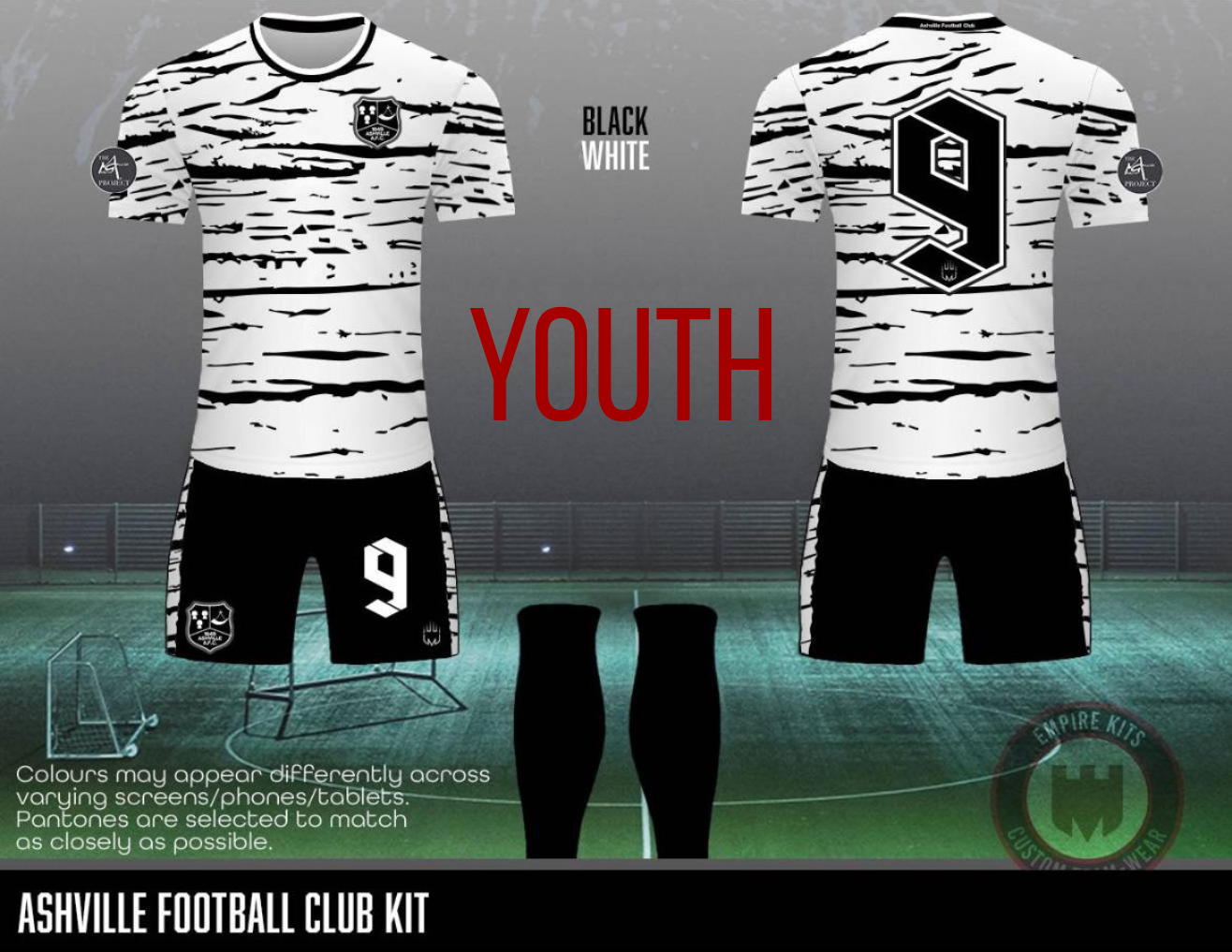 Ashville Football Club white kit - Youth