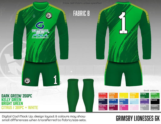 Grimsby Lionesses GK kit - Fabric B