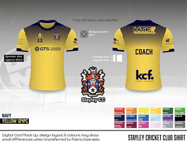 Stayley Cricket Club - jersey (yellow/coach) - Fabric A