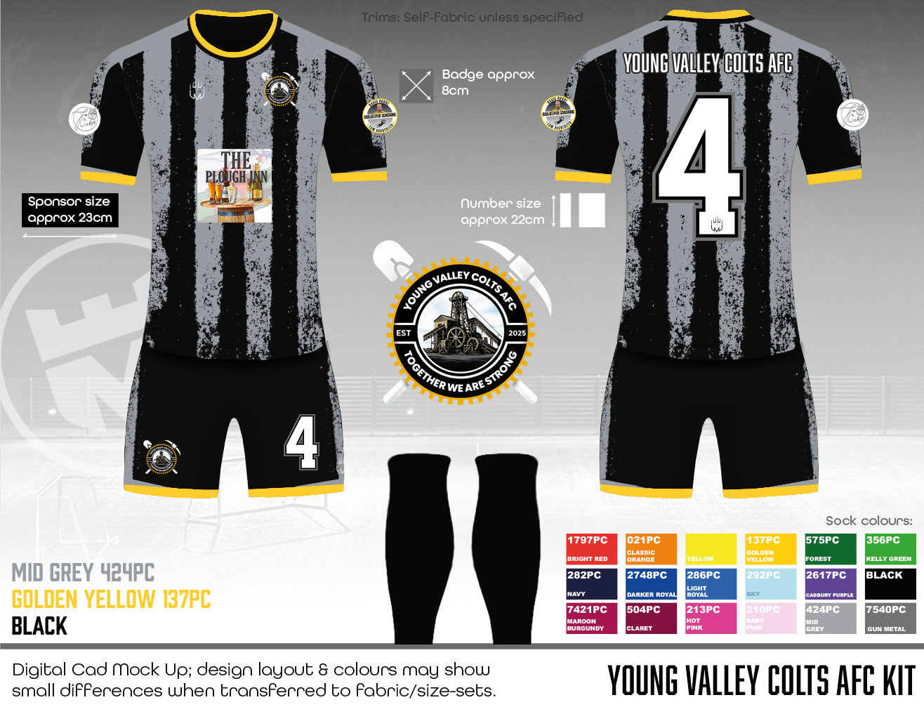 Young Valley Colts AFC - Home Kit (Grey)- Fabric A