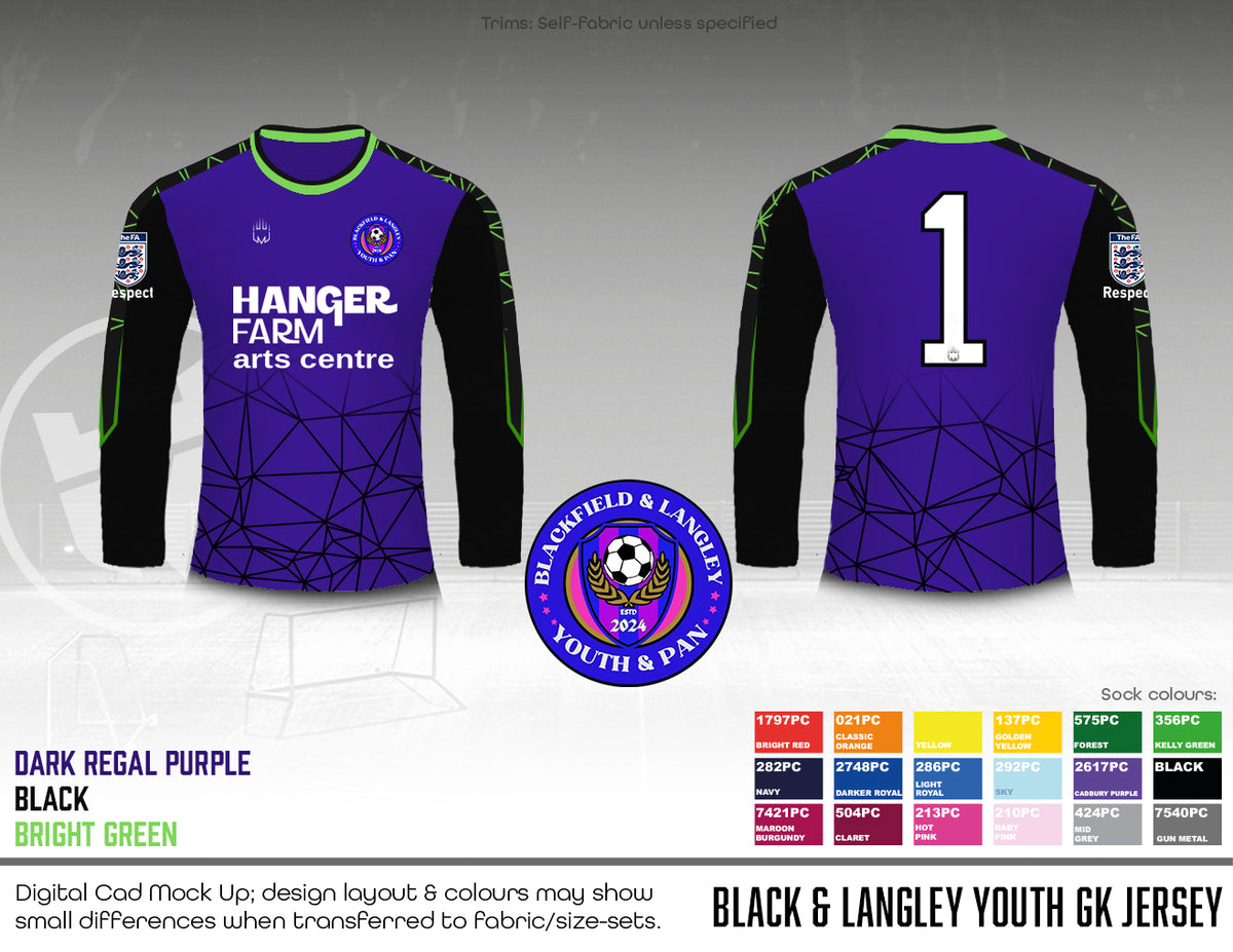 Blackfield & Langley Youth & Pan - GK shirt (Fabric B)