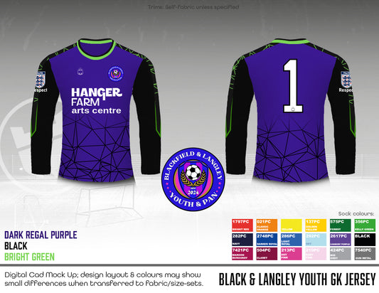 Blackfield & Langley Youth & Pan - GK shirt (Fabric B)