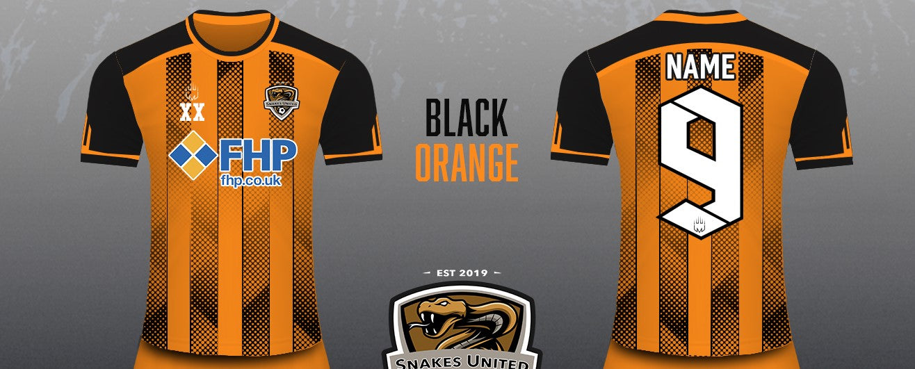 Snakes United FC - training shirt (black orange w/ initial)