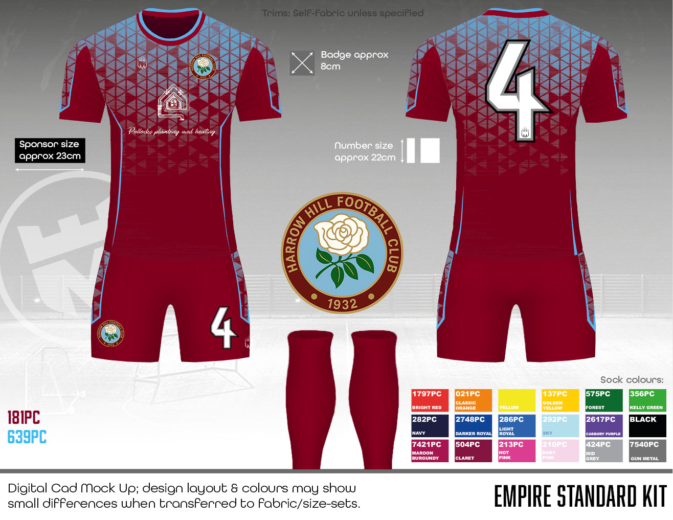 Harrow hill - Outfield Kit (maroon)