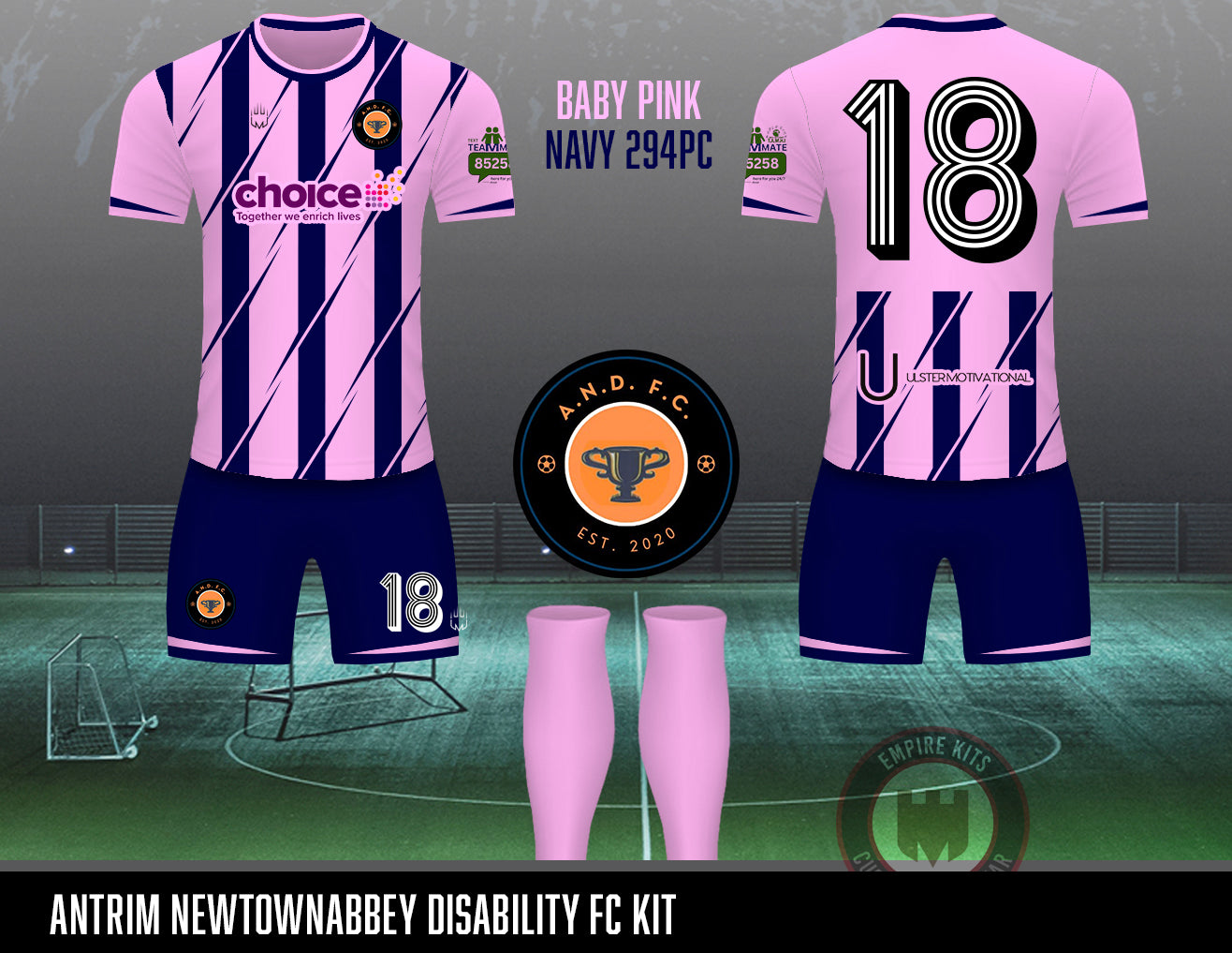 Antrim Newtownabbey Disability FC  - Outfield (pink)