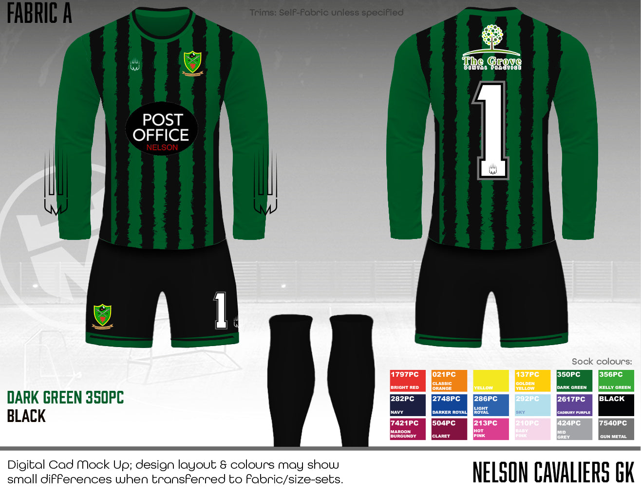 Nelson Cavaliers AFC - REPLACEMENT Gk KIT - Fabric A