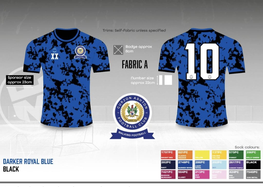 Curzon Ashton Walking Football Club - Blue Training Shirt (fabric a)