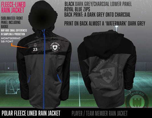 Albert Village FC - Fleece Lined Rain Jacket (No sponsor)