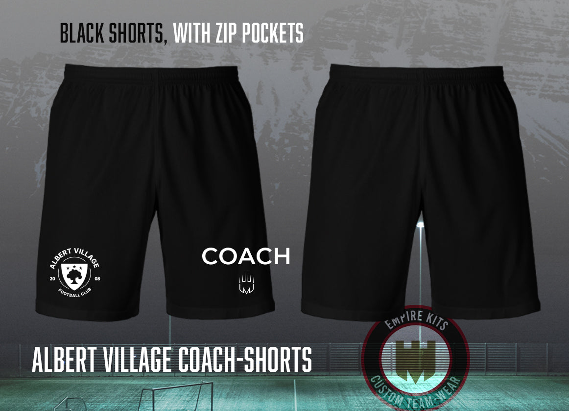 Albert Village FC Coaches Shorts - with zips (Fabric B)