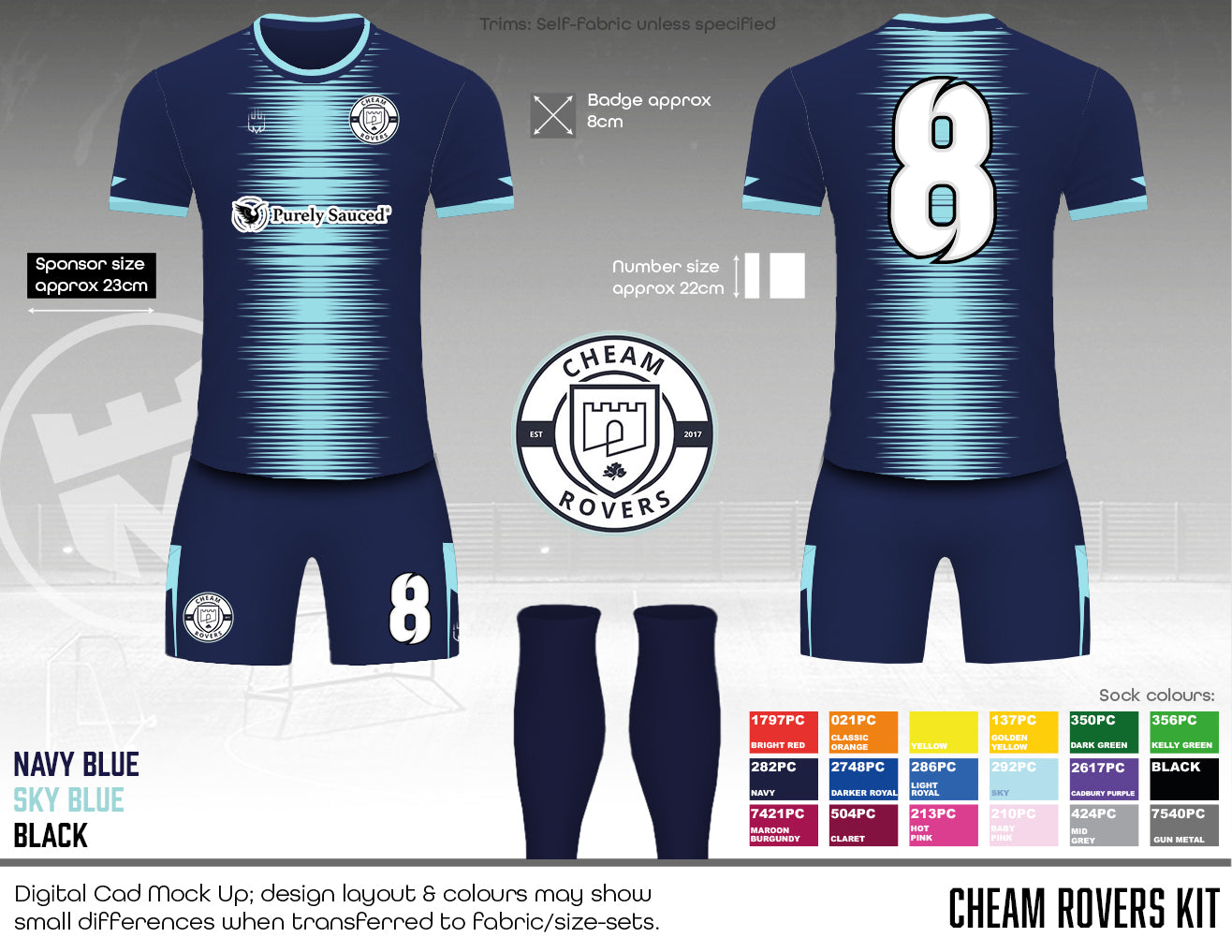 Cheam Rovers Replacement outfield kit - Fabric B