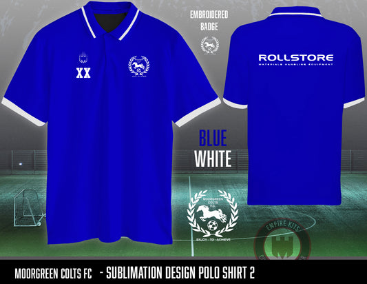 MOORGREEN COLTS FC - Polo Shirt (blue white/embroidered)