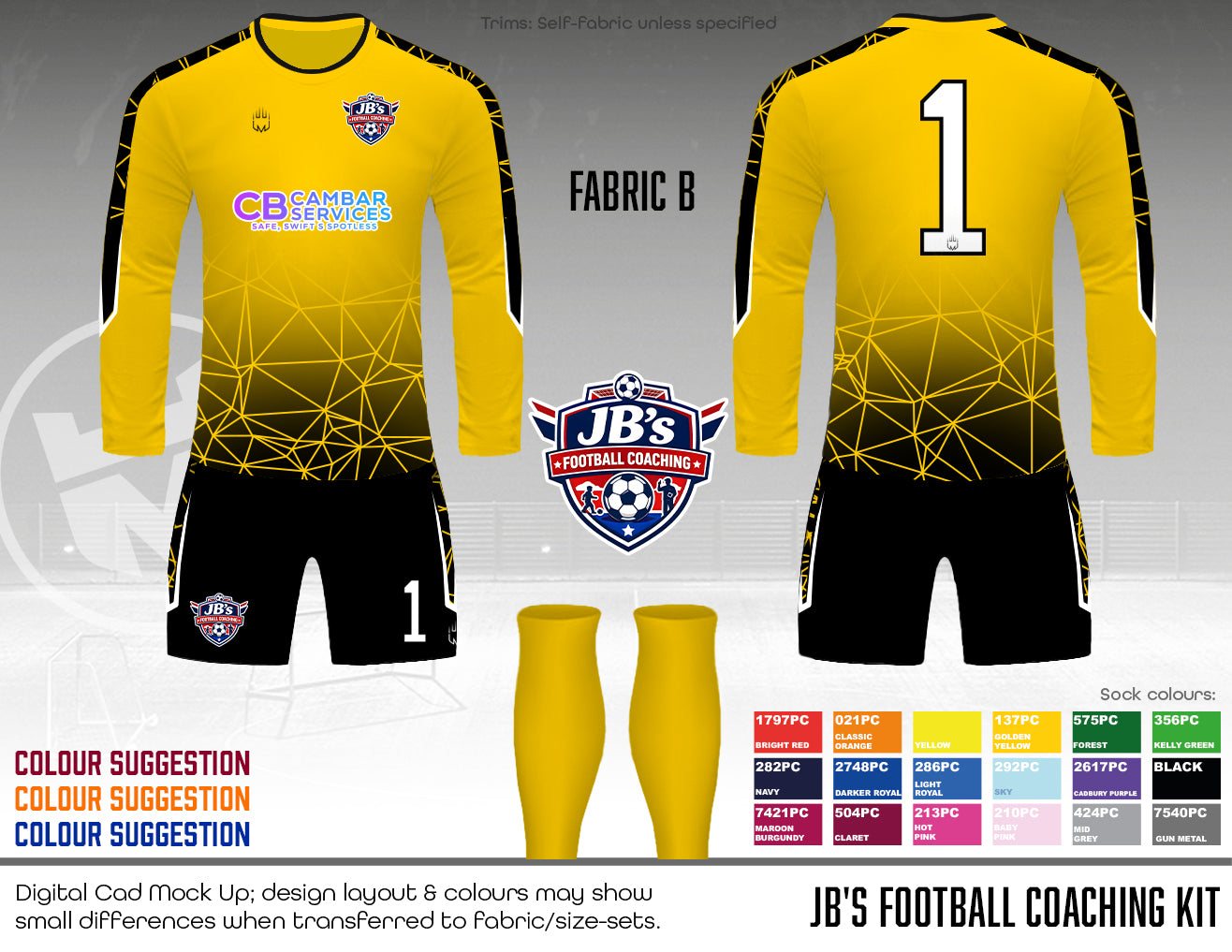 JB's Football Coaching - GK Kit (Fabric B)