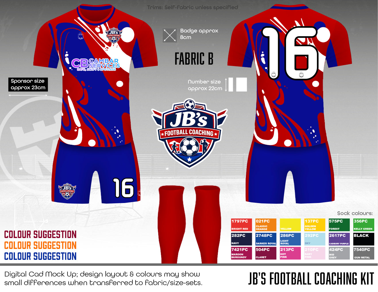 JB's Football Coaching - Home Kit (Fabric B)
