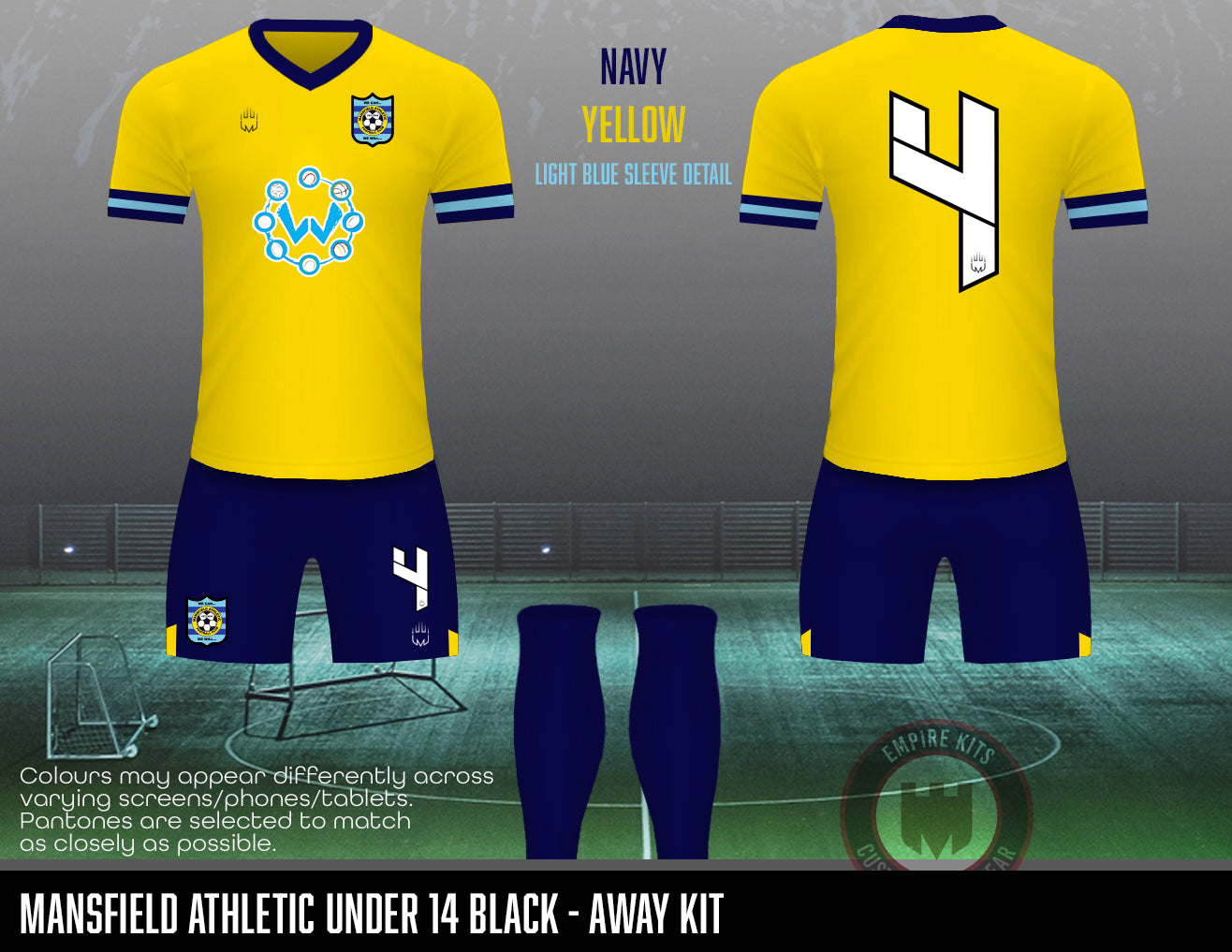 Mansfield Athletic - Away outfield kit (U14 blue)