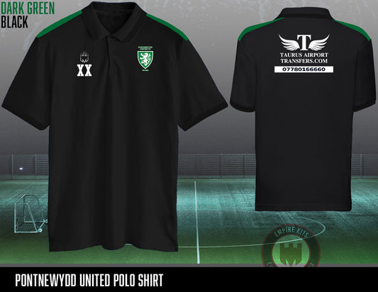 Pontnewydd United Polo Shirt Black