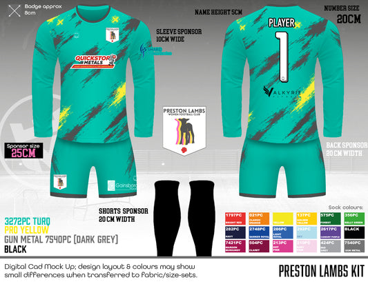 Preston Lambs Women Football Club GK Kit - Standard Fit (Fabric A)