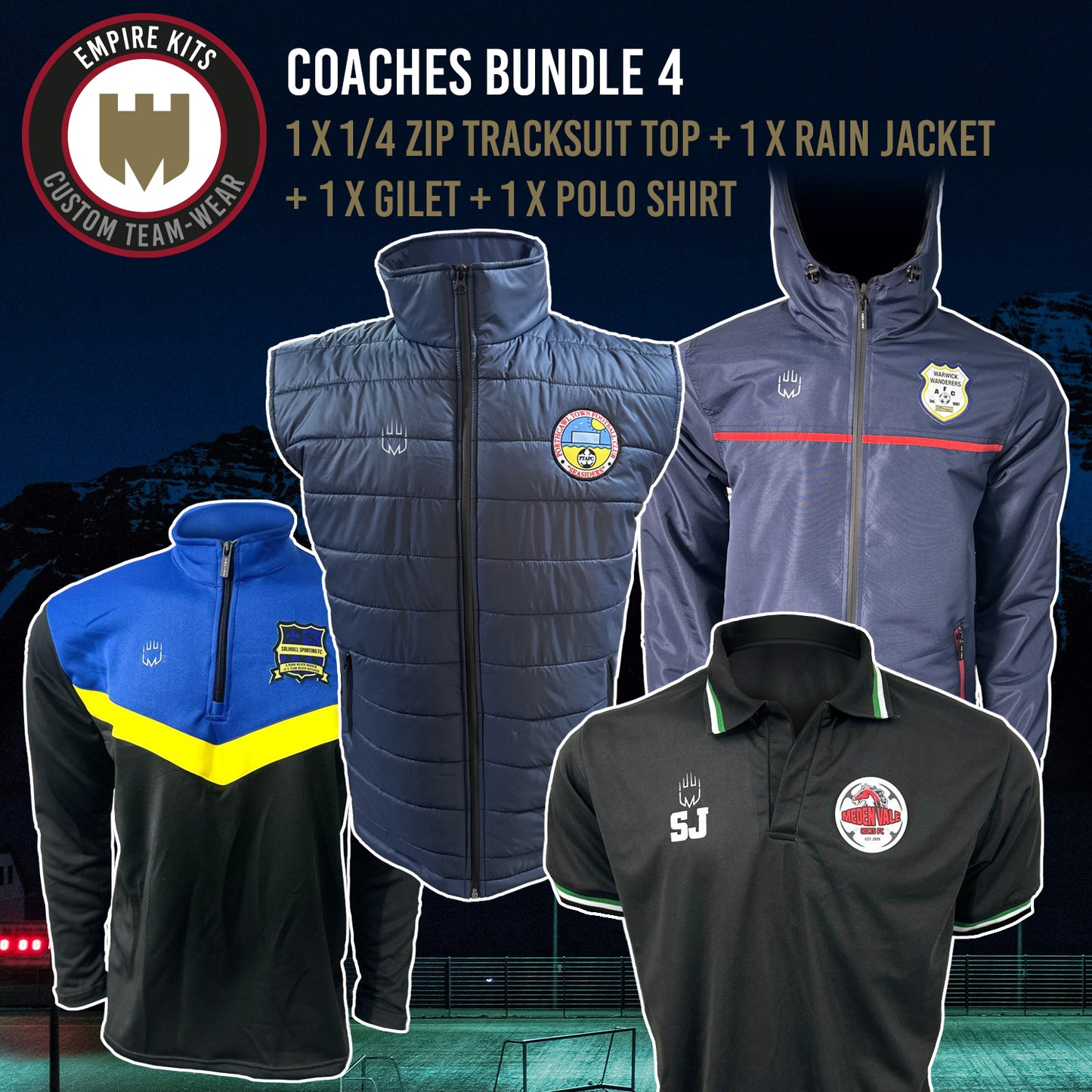 1/4 Zip Tracksuit Top + Rain Jacket + Gilet + Polo Shirt