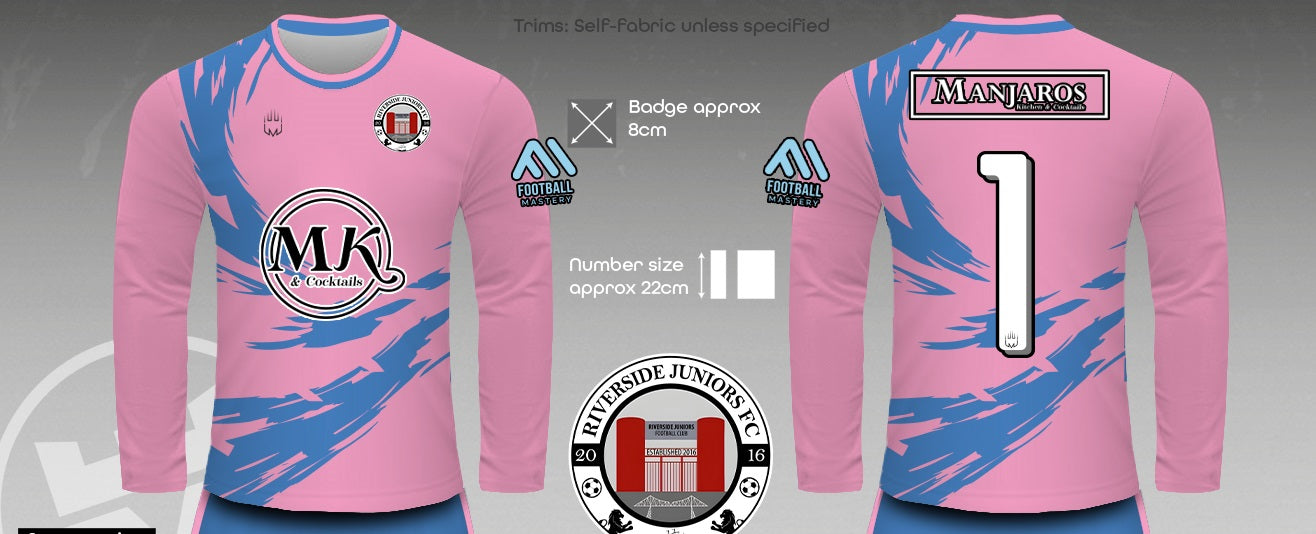 Riverside Juniors FC -  GK top (pink and cyan) - Fabric A