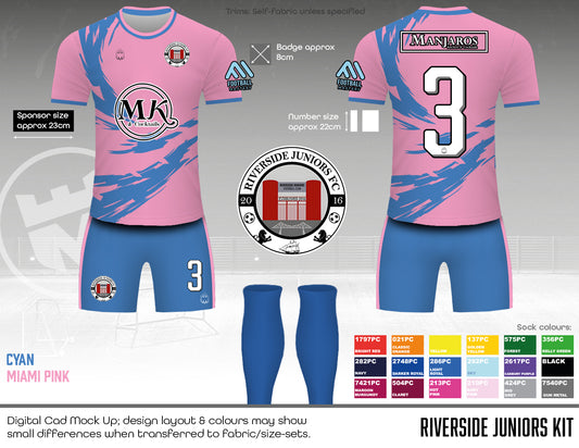 Riverside Juniors FC - Home Kit (cyan pink)