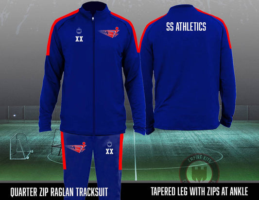 SS Athletic 1/4 Zip Tracksuit (Blue with red stripe)