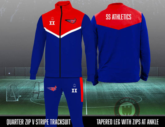 SS Athletic 1/4 Zip Tracksuit (Blue with red panel)